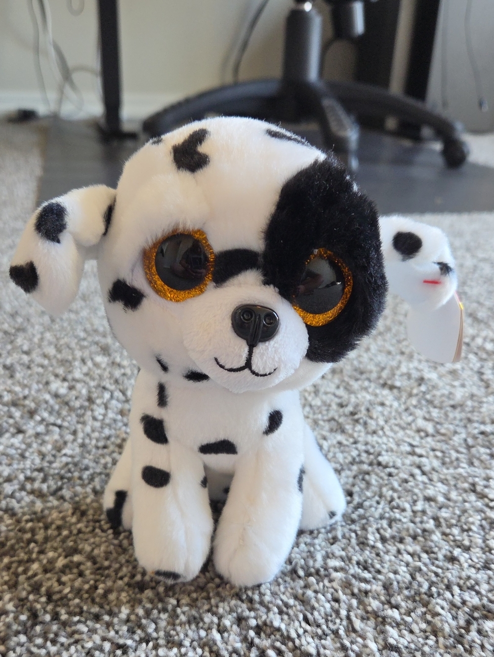 Ty Dalmatian Plush Puppy - White, Black & Gold Eyes